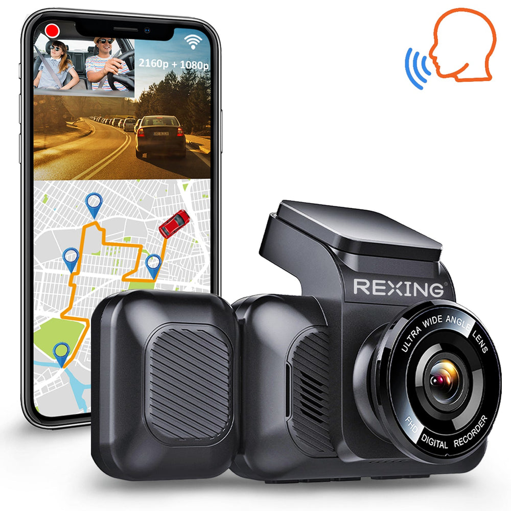REXING V5C Plus Dash Cam Front 4K & 1080p Cabin Camera w/ Modular Capabilities, WiFi, and GPS
