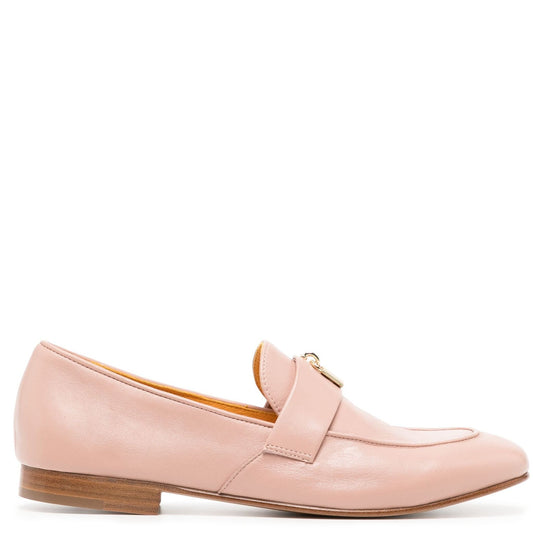 Light Pink Leather Lock Flat Loafer