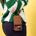 iPhone Case and Wallet with Long Strap - Tan