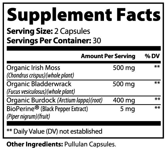 GLOW Sea Moss, Bladderwrack + Burdock Capsules