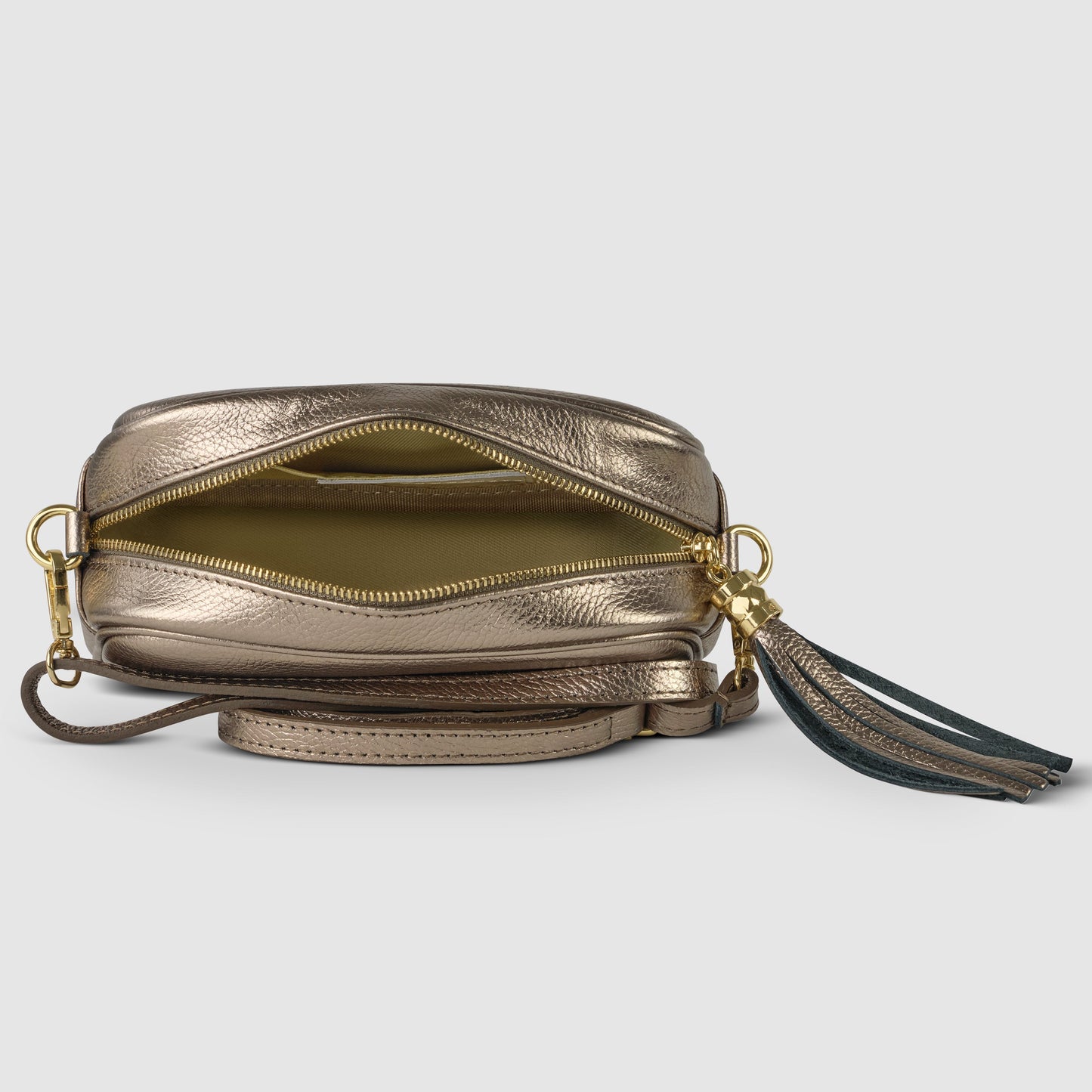 Metallic Calf Leather Crossbody Bag