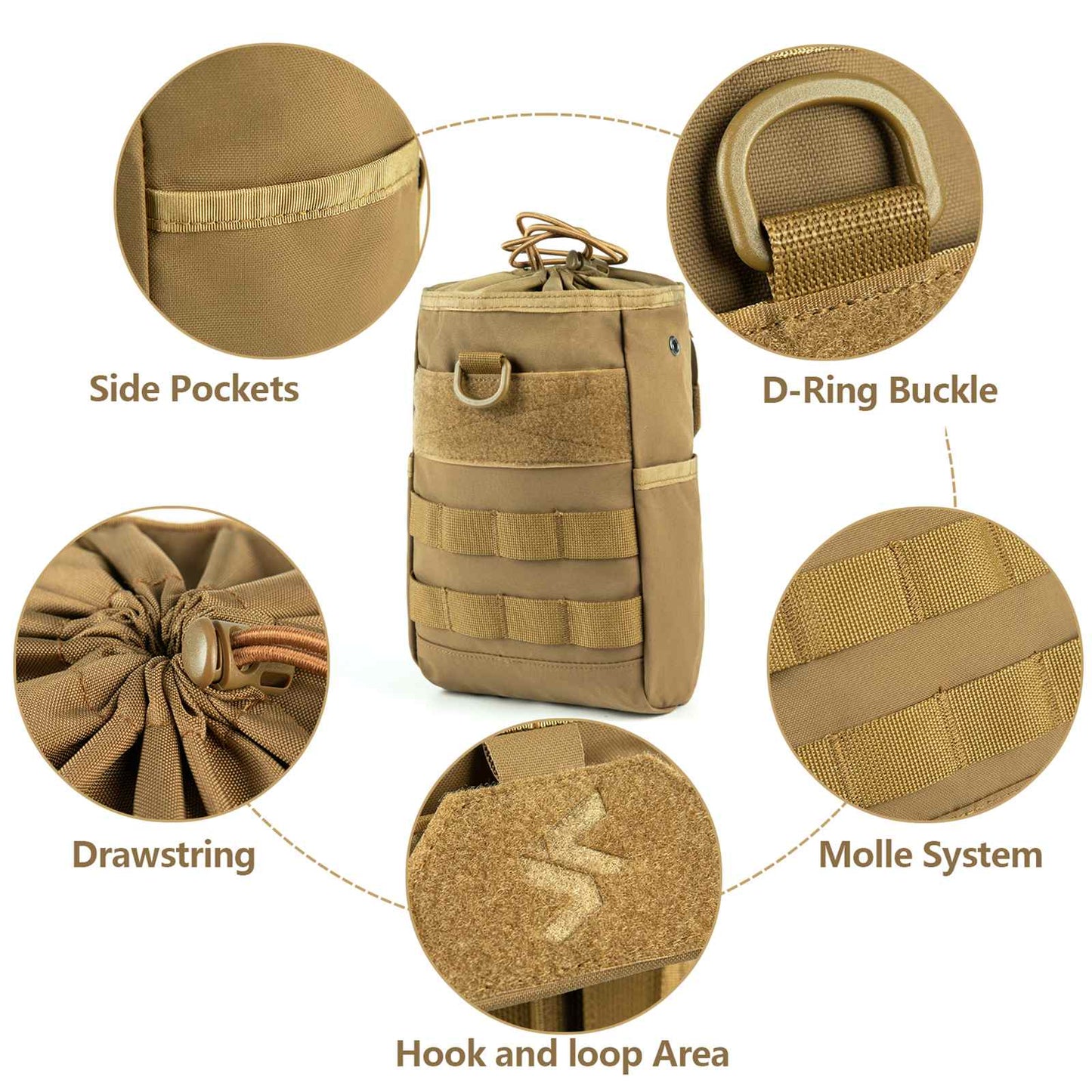 Tactical Dump Pouch Molle Storage Bag Tactical Waist Bag, Drawstring Folding Magazine Dump Bag