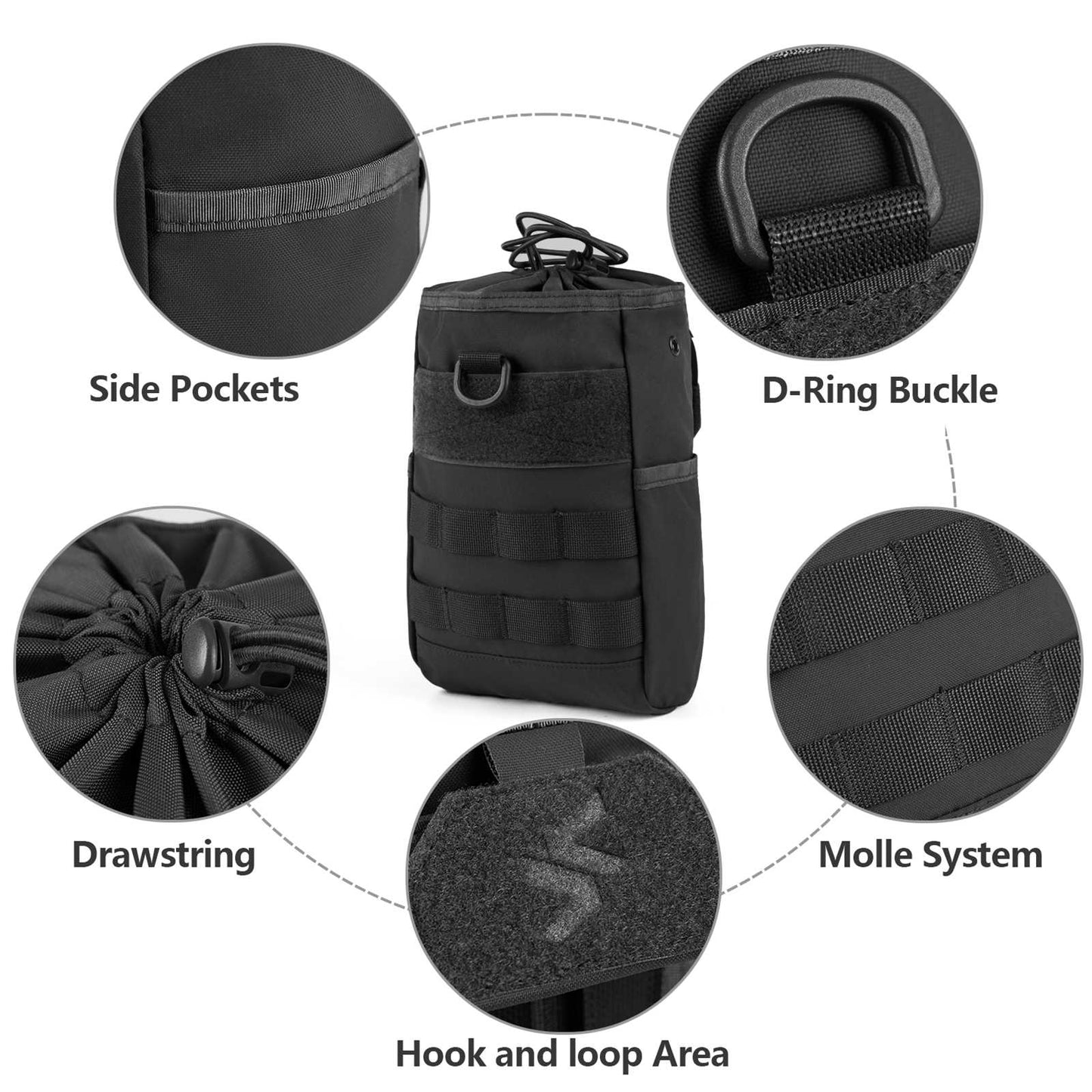 Tactical Dump Pouch Molle Storage Bag Tactical Waist Bag, Drawstring Folding Magazine Dump Bag