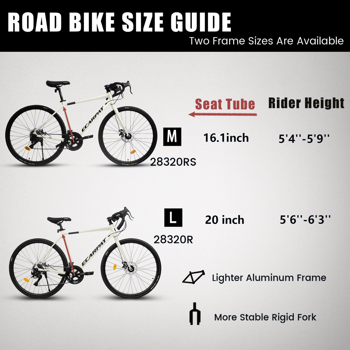 A28320R 700Cx28 Road Bike, Lightweight Aluminum Frame, Disc Brakes, 16-Speed, Fast Acceleration, Suitable for Men and Women, Ideal for High-Intensity Riding