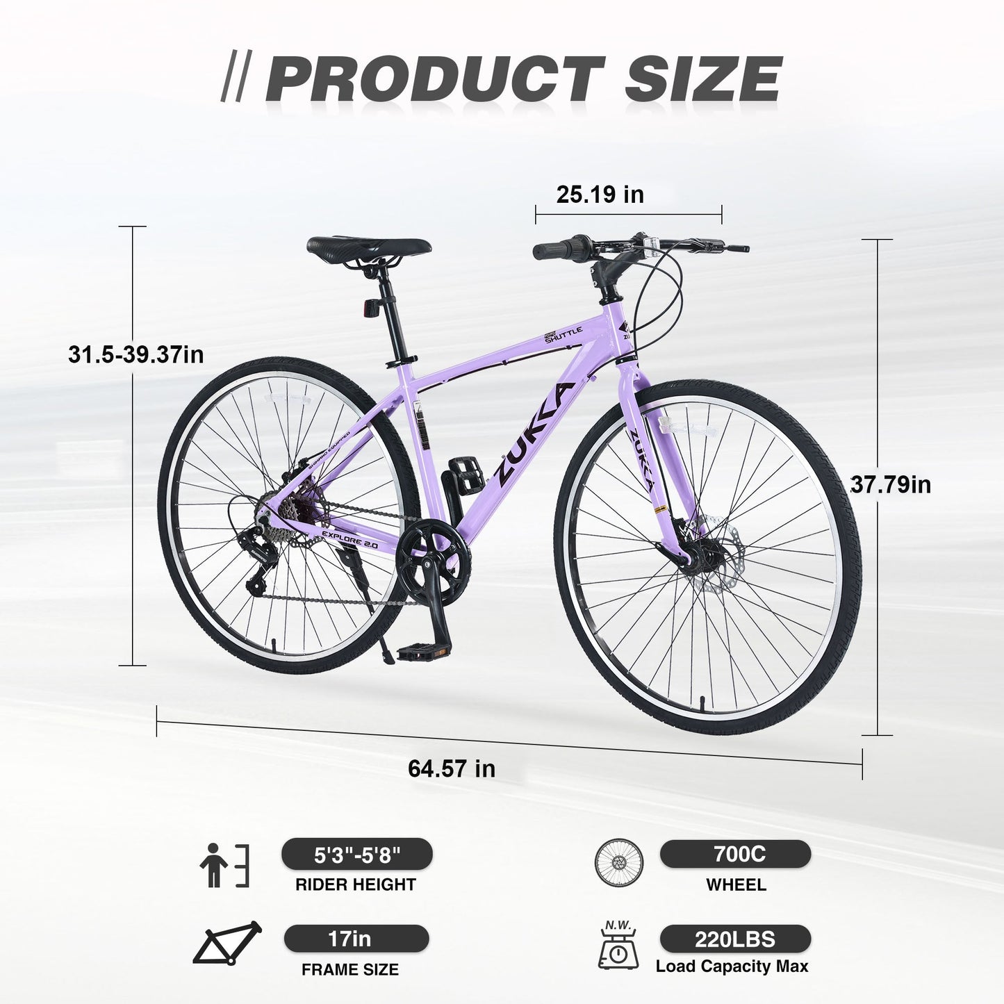 Shimano 7 Speed Hybrid Bike Aluminum Alloy Frame Double Disc Brakes 700C Road Bike For men women's City Bicycle