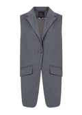 Broadway Sophia Longline Virgin Wool Waistcoat in Mid Grey