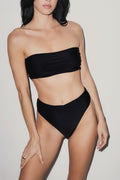 Capri Ruched Bandeau Bikini Top Black
