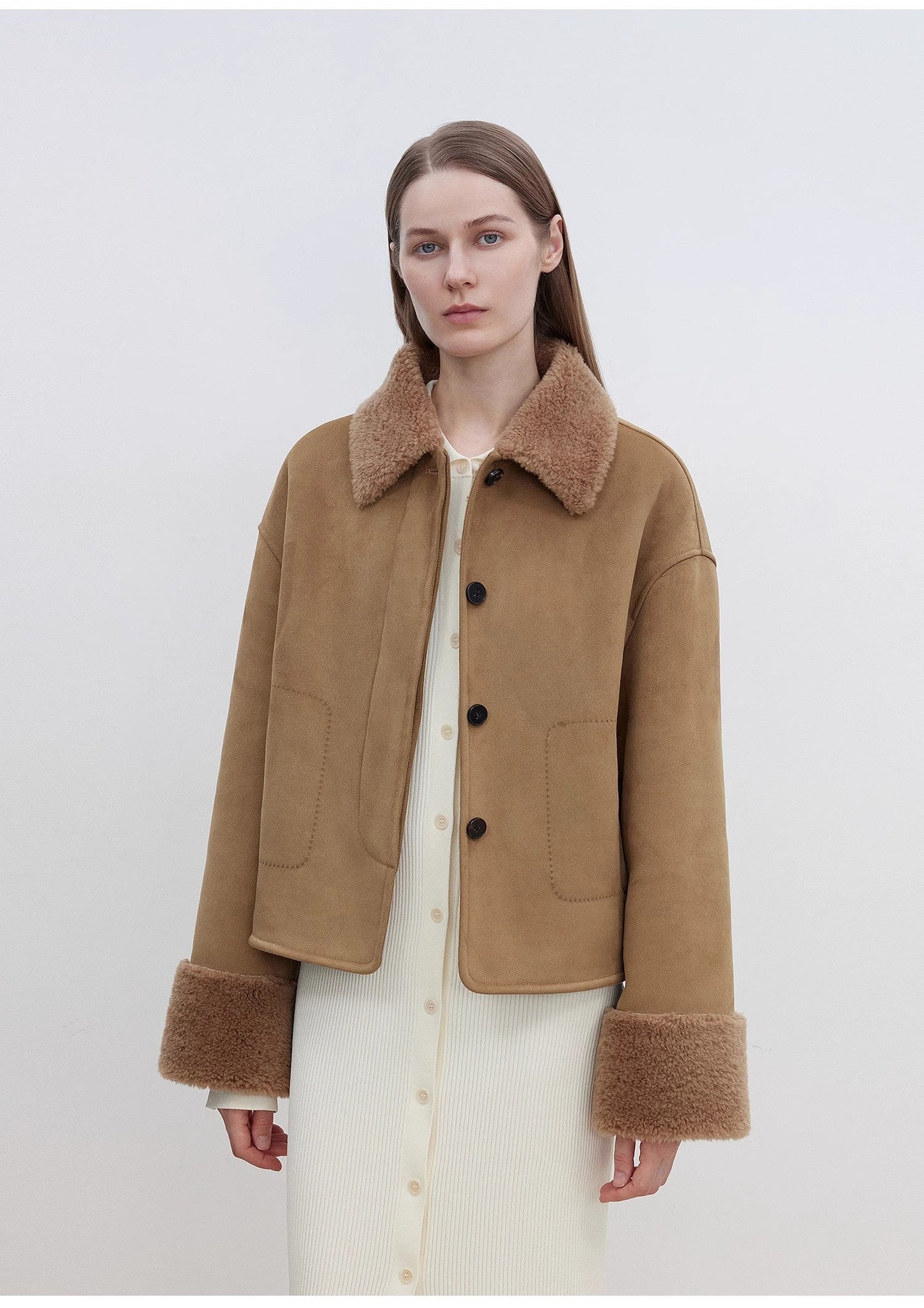 "Slightly Sweet Latte" Shearling Jacket