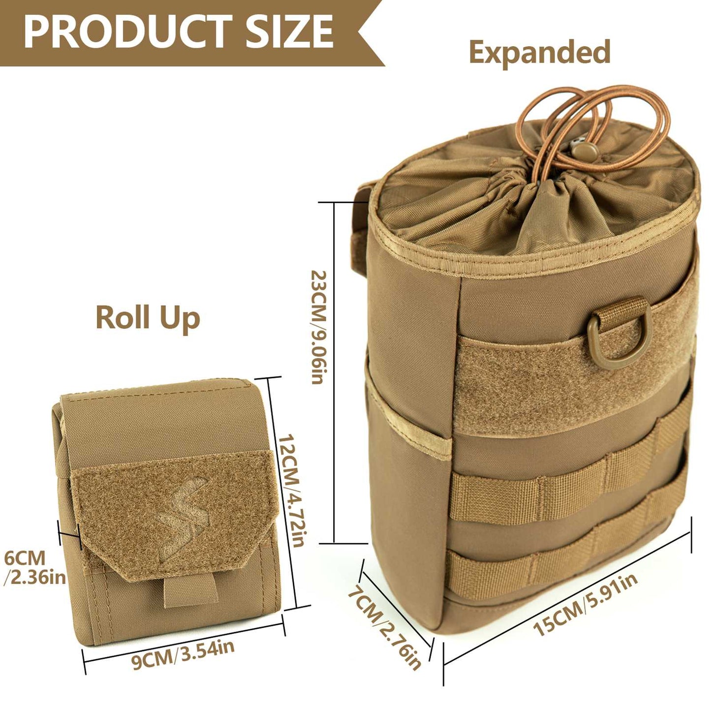 Tactical Dump Pouch Molle Storage Bag Tactical Waist Bag, Drawstring Folding Magazine Dump Bag