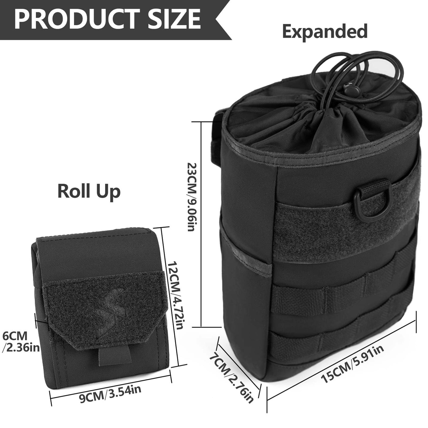 Tactical Dump Pouch Molle Storage Bag Tactical Waist Bag, Drawstring Folding Magazine Dump Bag