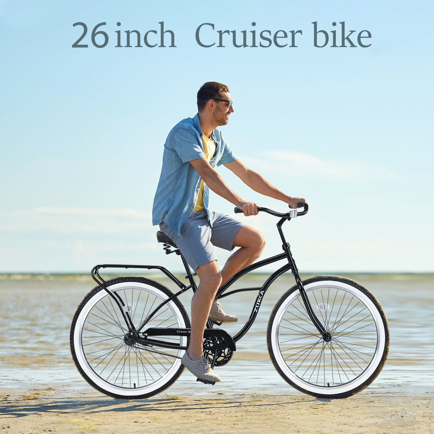 Single Speed Bicycles 26'Inch,Steel Frame, Wide Wheels for Stability, Rear Coaster Brakes,Multiple Colors Men's Beach Cruiser Bike