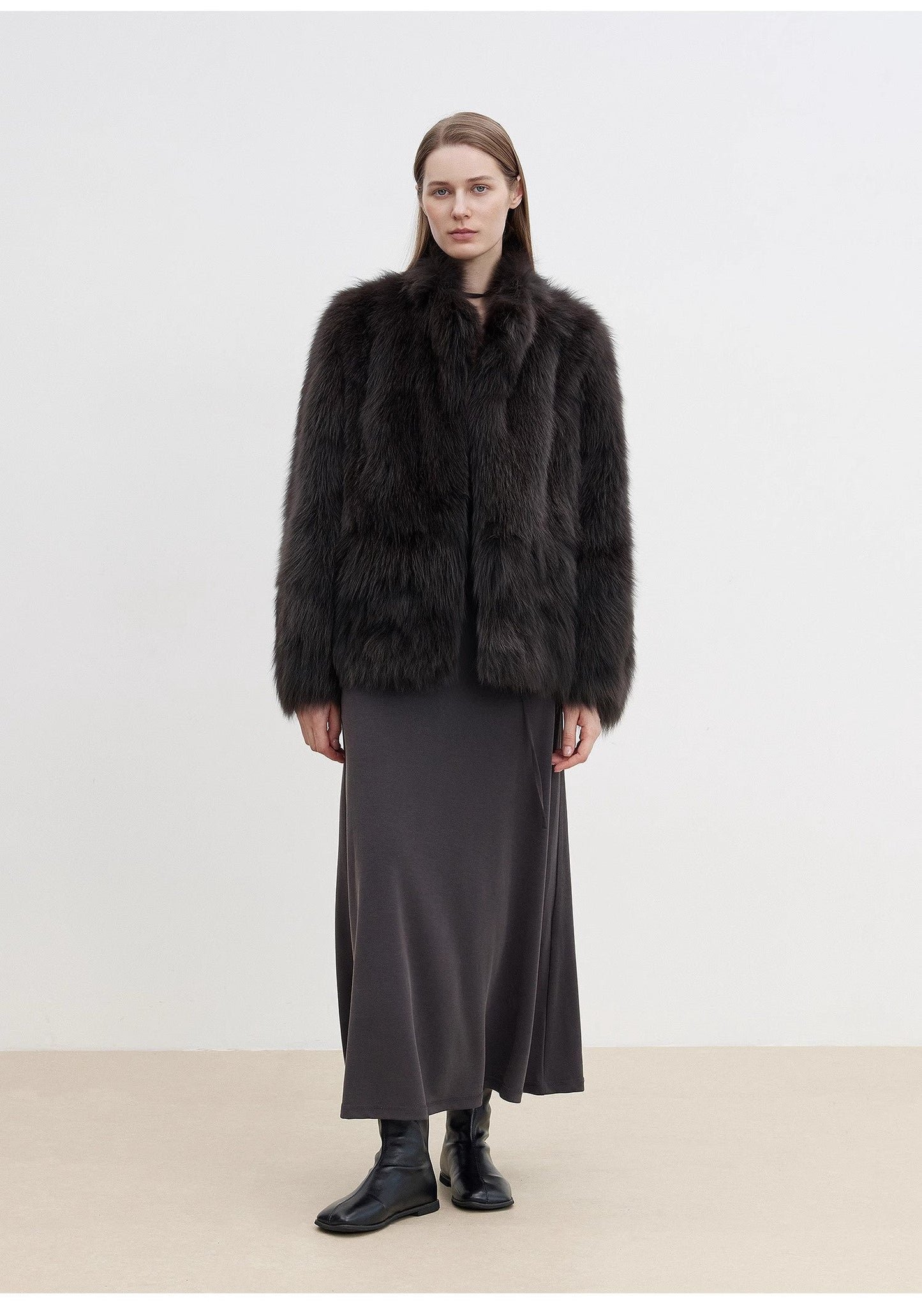 "Long Nocturne" Imported Fox Fur Retro Short Coat