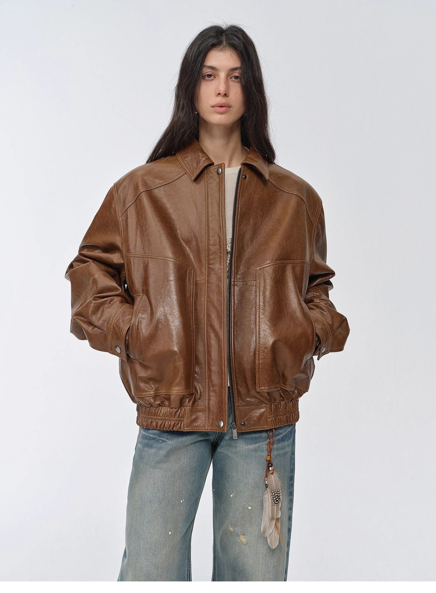 Imported Waxed Sheep Leather Retro Work Jacket Coat "Fashionable Luke"