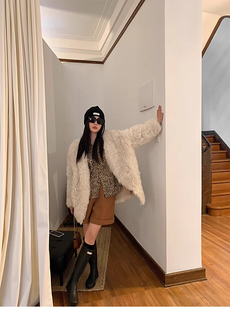Peach Oolong Tuscan Sheepskin Coat