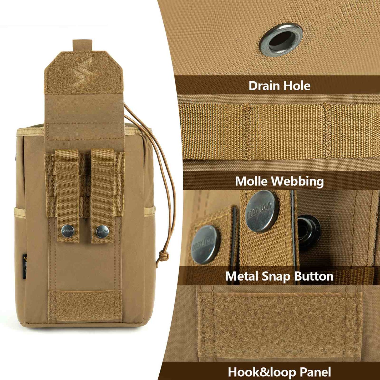 Tactical Dump Pouch Molle Storage Bag Tactical Waist Bag, Drawstring Folding Magazine Dump Bag