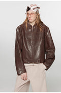 Caramel Mountain Retro Sheepskin Motorcycle Jacket