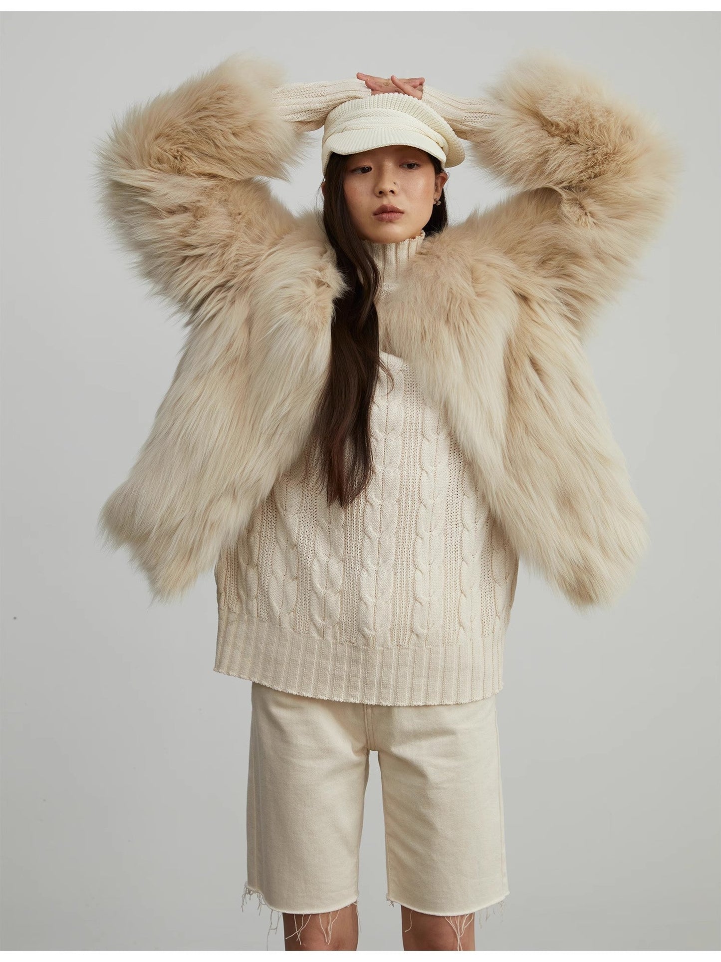 Reed Flower Fox Fur Coat
