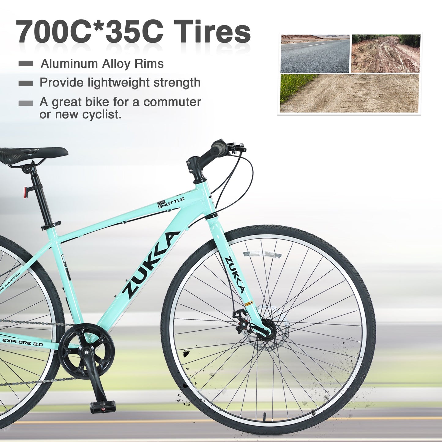 Shimano 7 Speed Hybrid Bike Aluminum Alloy Frame Double Disc Brakes 700C Road Bike For men women's City Bicycle