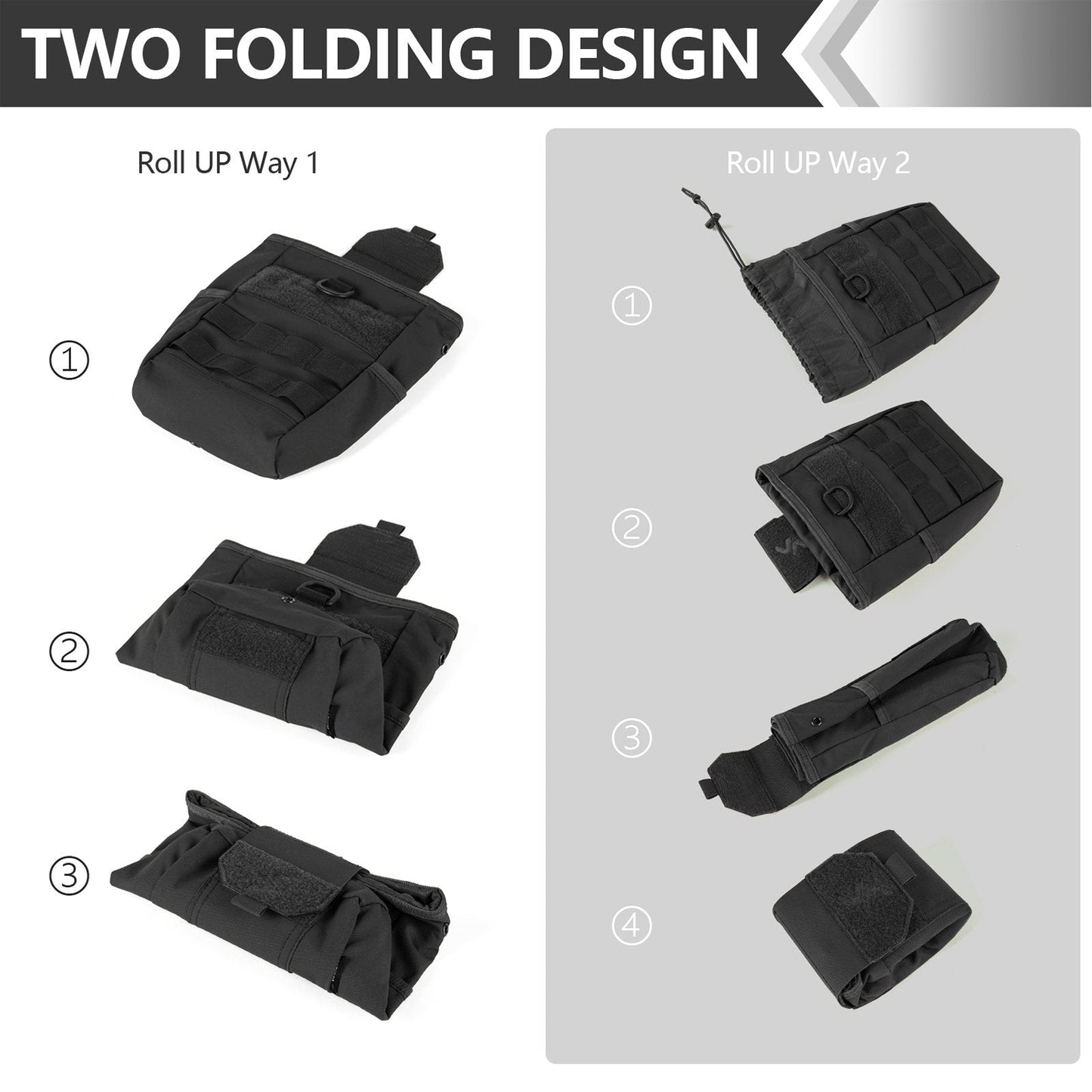 Tactical Dump Pouch Molle Storage Bag Tactical Waist Bag, Drawstring Folding Magazine Dump Bag