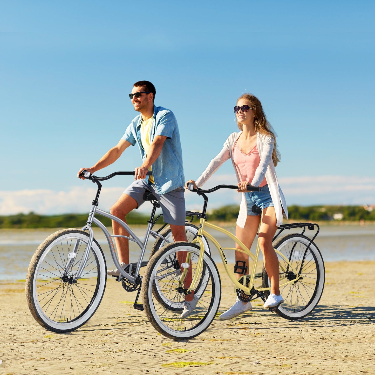 Single Speed Bicycles 26'Inch,Steel Frame, Wide Wheels for Stability, Rear Coaster Brakes,Multiple ColorsWomen's Beach Cruiser Bike
