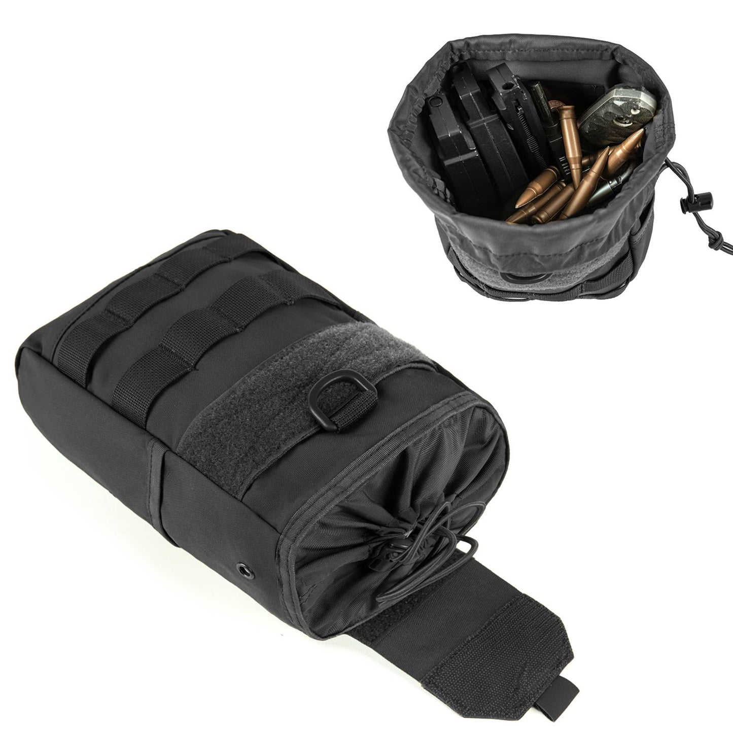 Tactical Dump Pouch Molle Storage Bag Tactical Waist Bag, Drawstring Folding Magazine Dump Bag