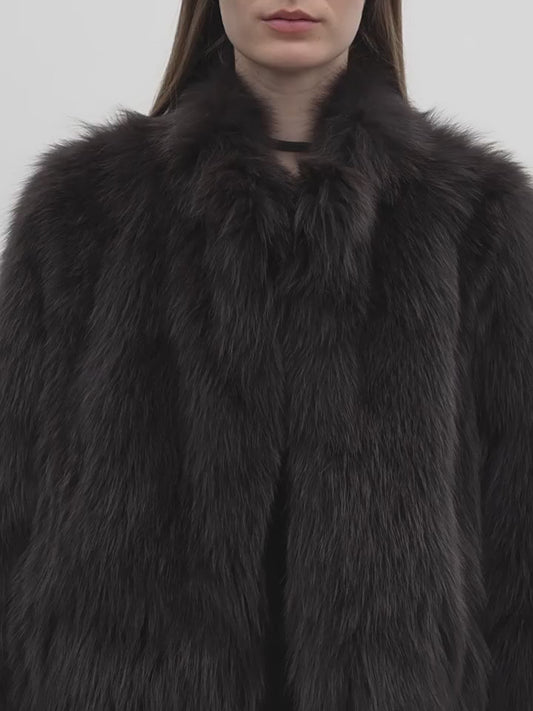 "Long Nocturne" Imported Fox Fur Retro Short Coat