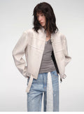 Caramel Mountain Retro Sheepskin Motorcycle Jacket