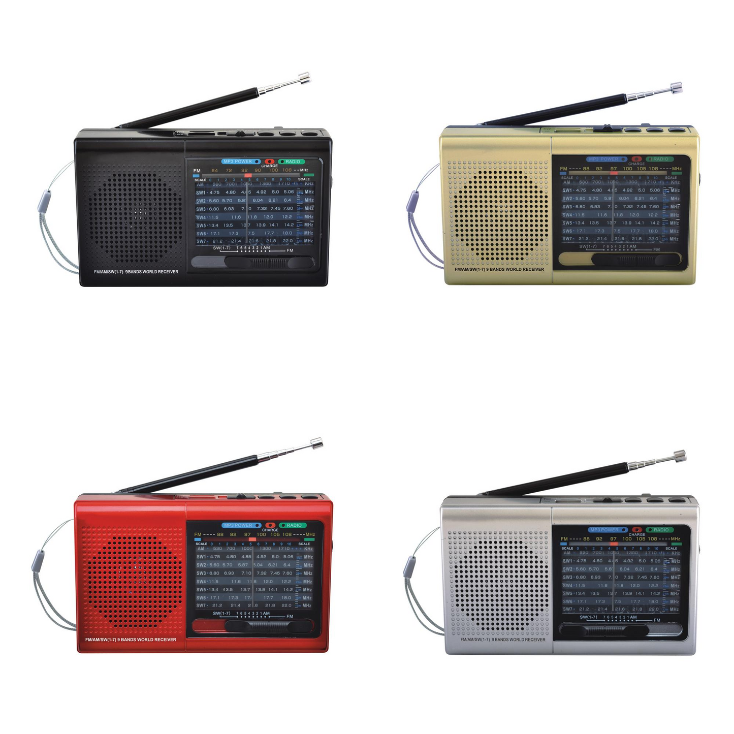 Supersonic 9 Band Radio With Bluetooth (SC-1080BT)