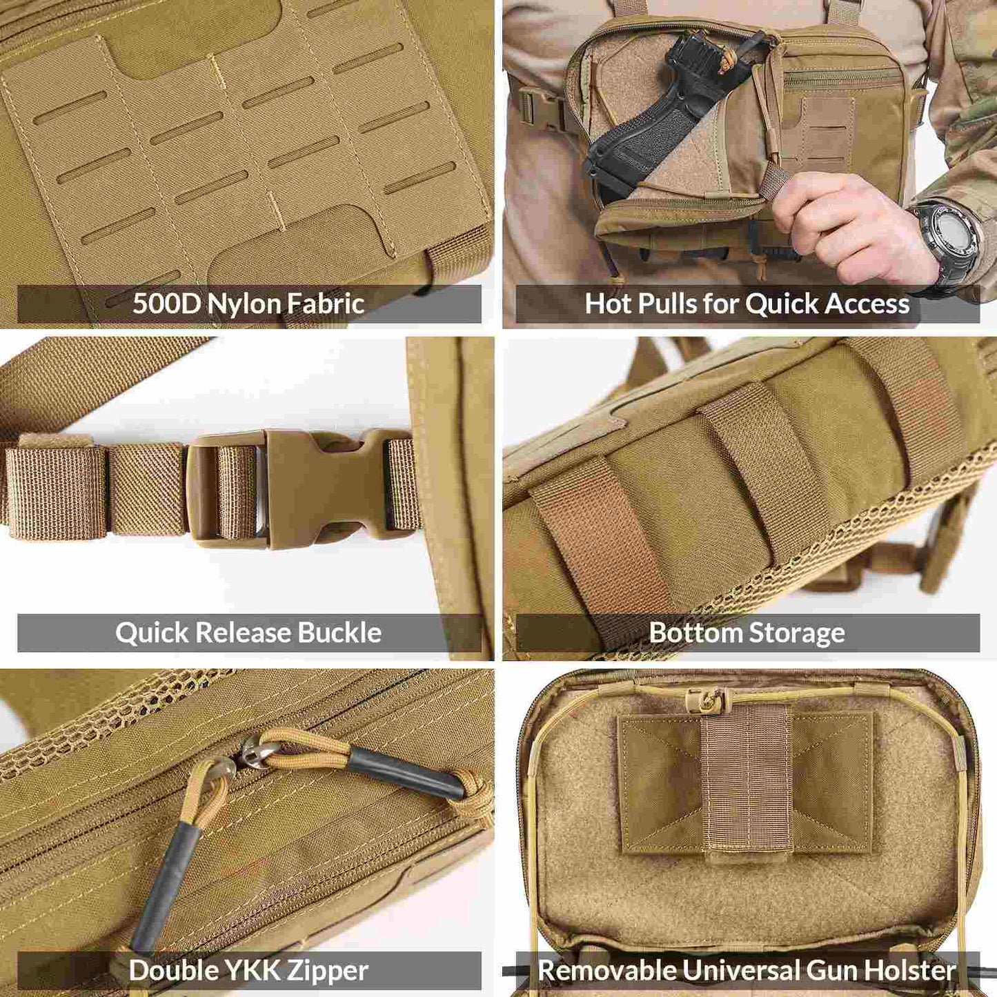 Votagoo Tactical Chest Pack 2L Utility Molle Chest Rig CCW Chest Pouch