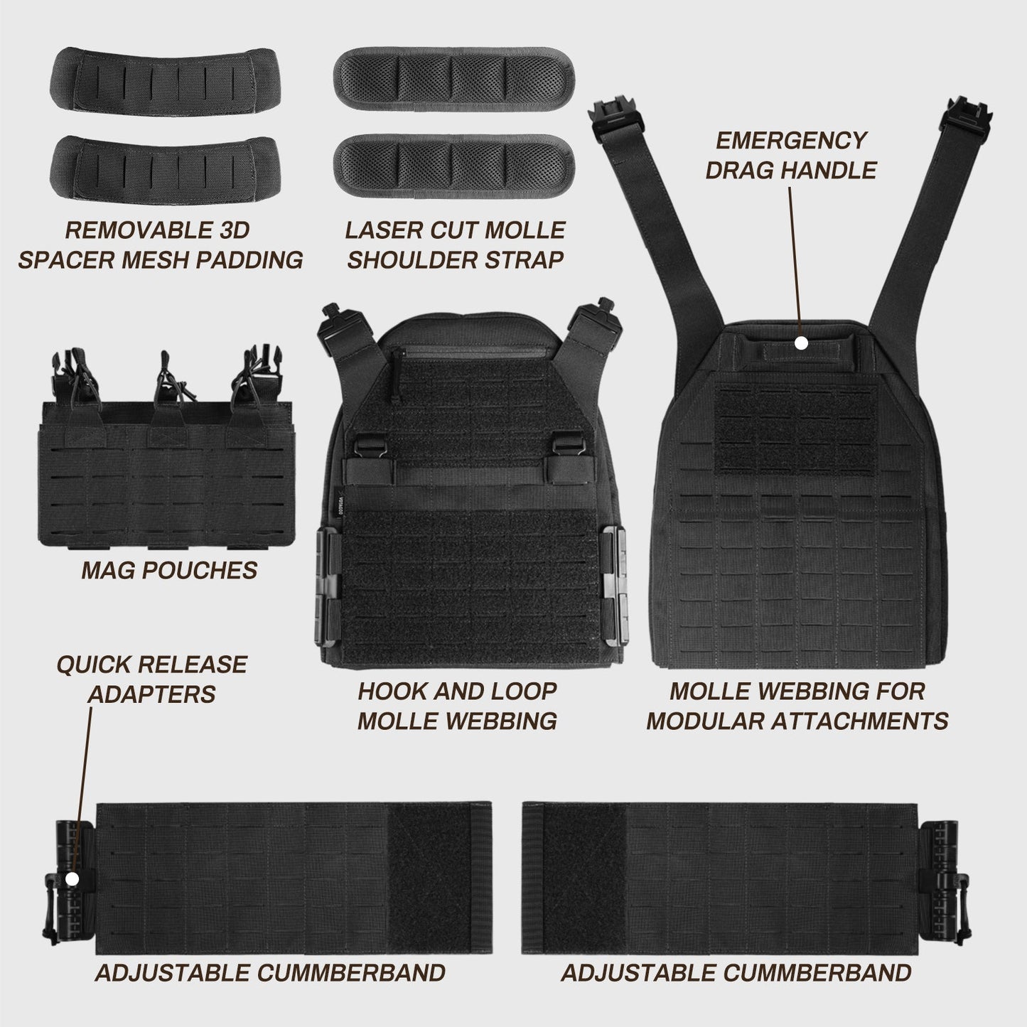 Votagoo 1000D Nylon Military Vest Quick Release Y014 Tactical Vest