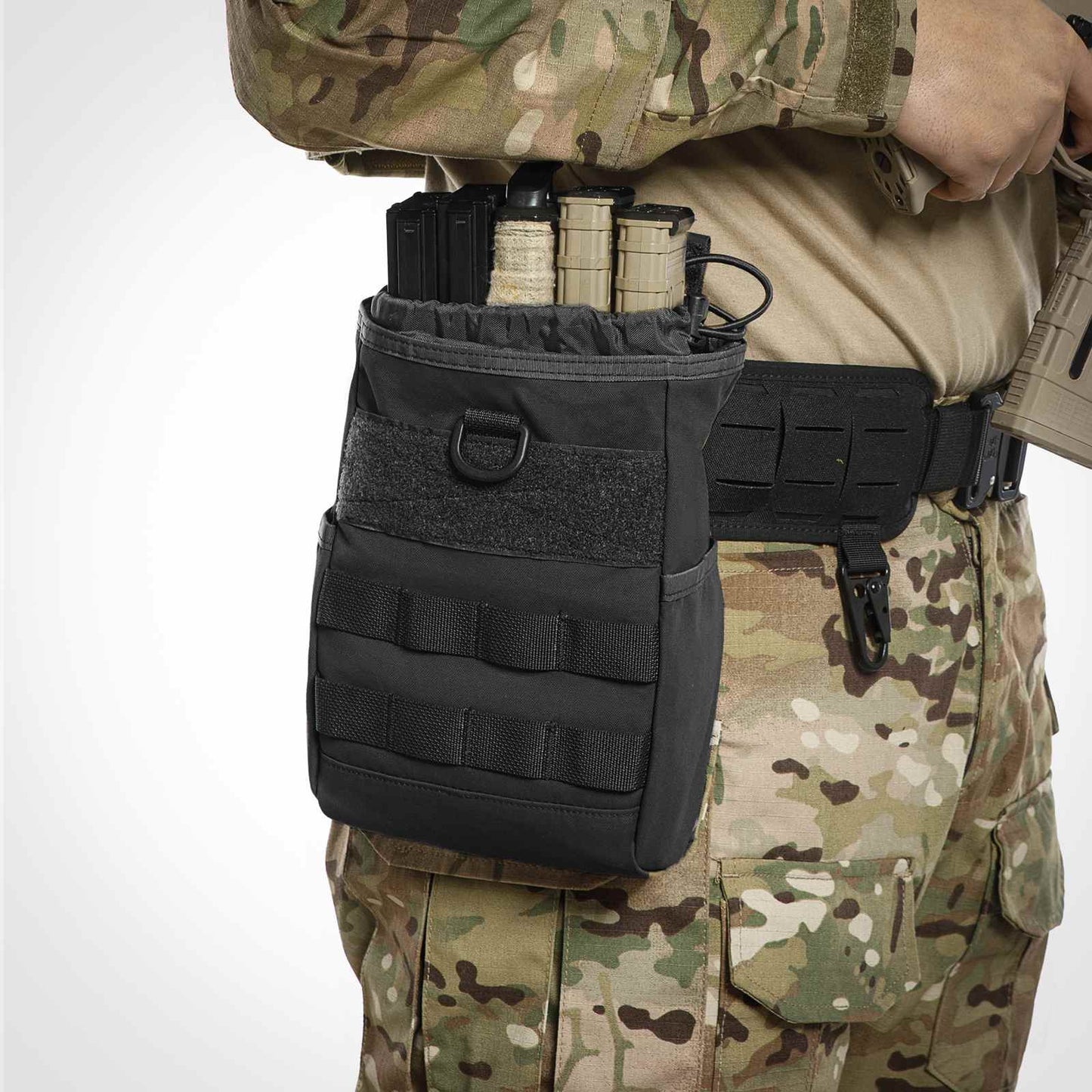 Tactical Dump Pouch Molle Storage Bag Tactical Waist Bag, Drawstring Folding Magazine Dump Bag