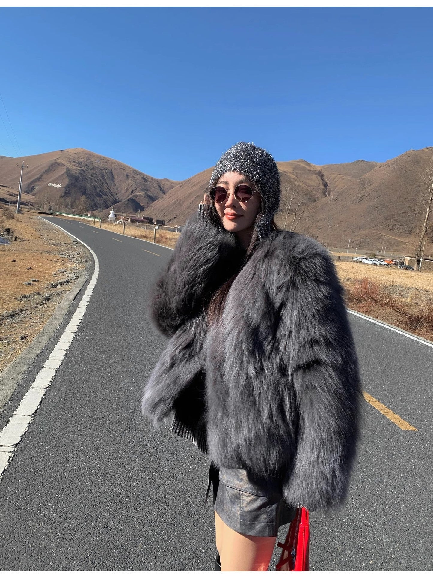 Reed Flower Fox Fur Coat