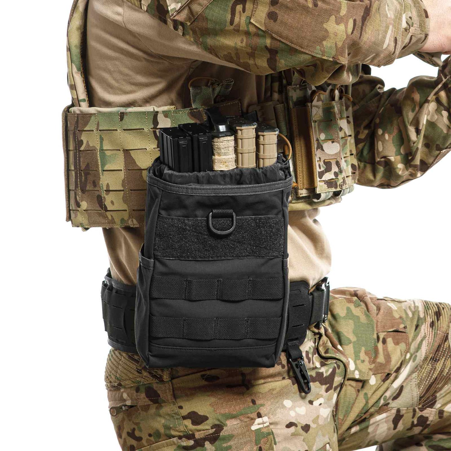 Tactical Dump Pouch Molle Storage Bag Tactical Waist Bag, Drawstring Folding Magazine Dump Bag