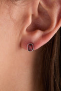 January Emerald-Cut Birthstone Stud