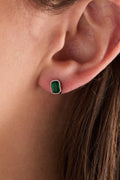 May Emerald-Cut Birthstone Stud Earrings