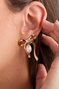 Bow Pearl Coquette Statement Drop Earring