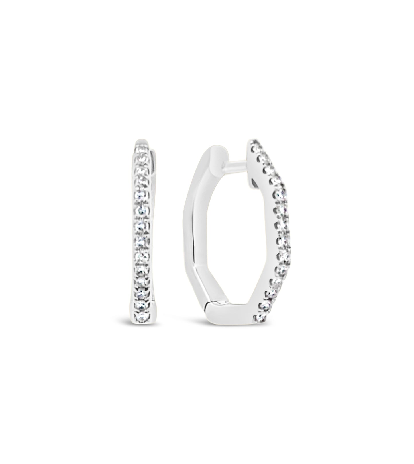 Diamond Hexagon Huggie Earrings