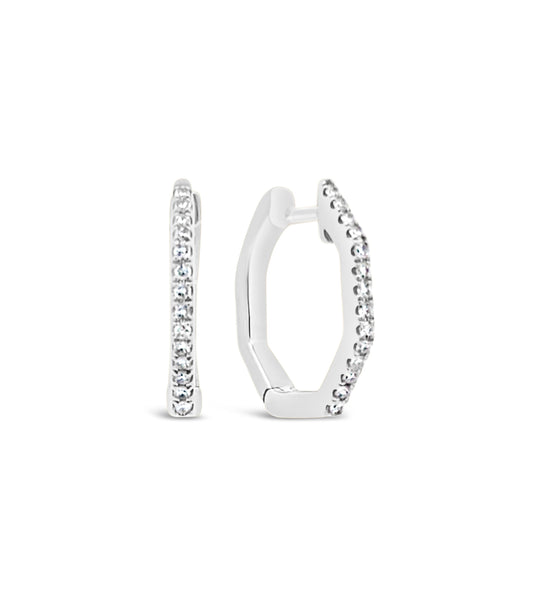 Diamond Hexagon Huggie Earrings