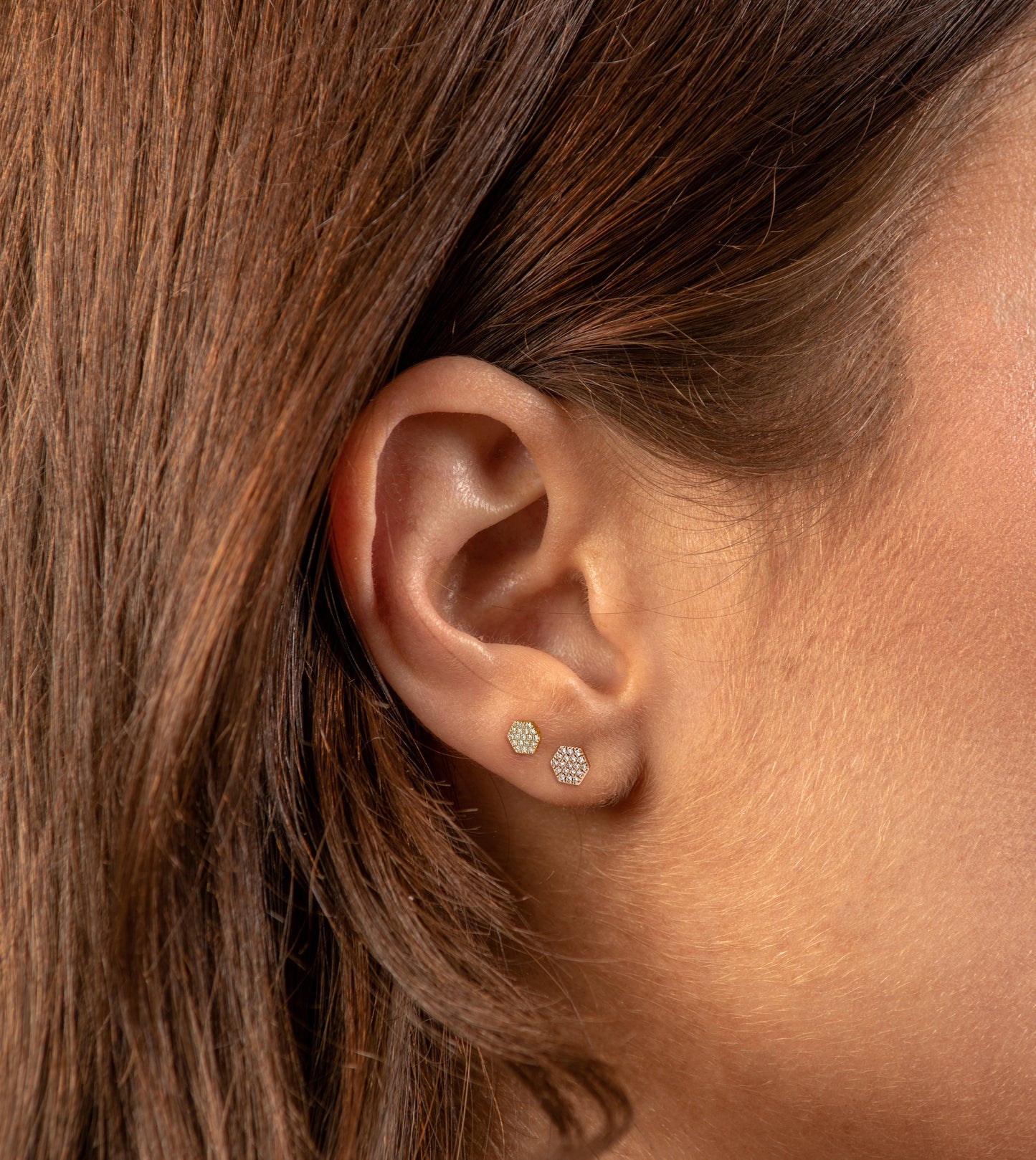 Diamond Hexagon Stud Earring
