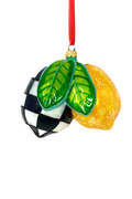 Black Checkered Lemons Polish Glass Ornament