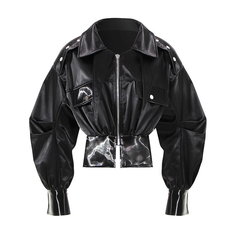 Black Motorcycle Style Jacket for Women, East Village, BYMANYC New York.