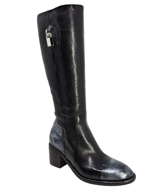 Black Tall Hand Rubbed Lock Boot