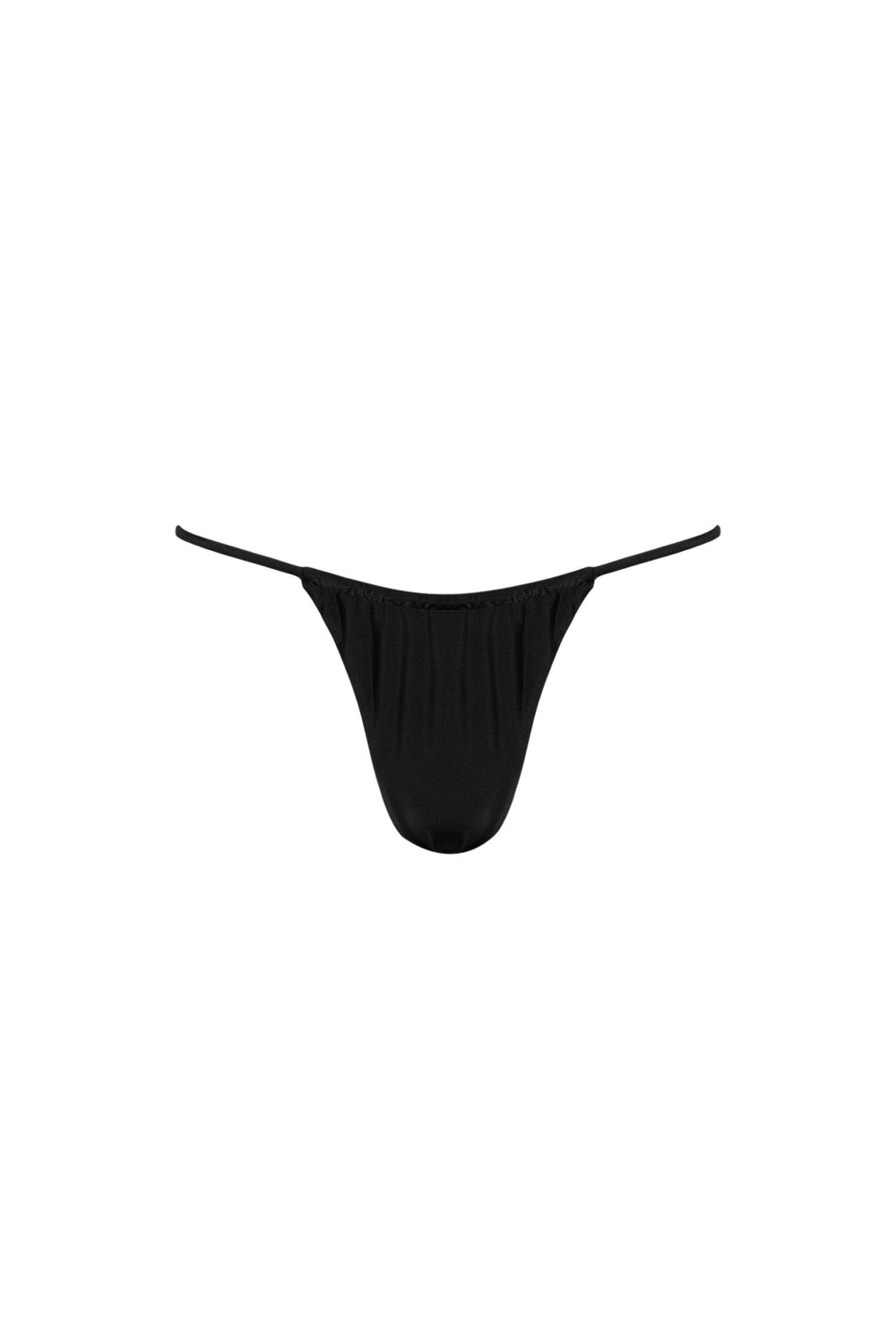 Capri Ruched String Bikini Bottom Black