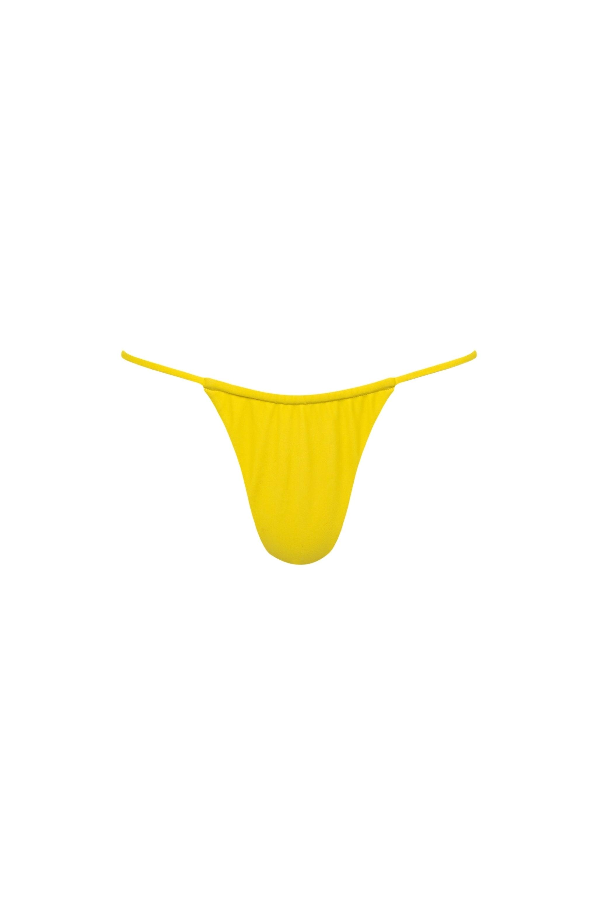 Capri Ruched String Bikini Bottom Yellow