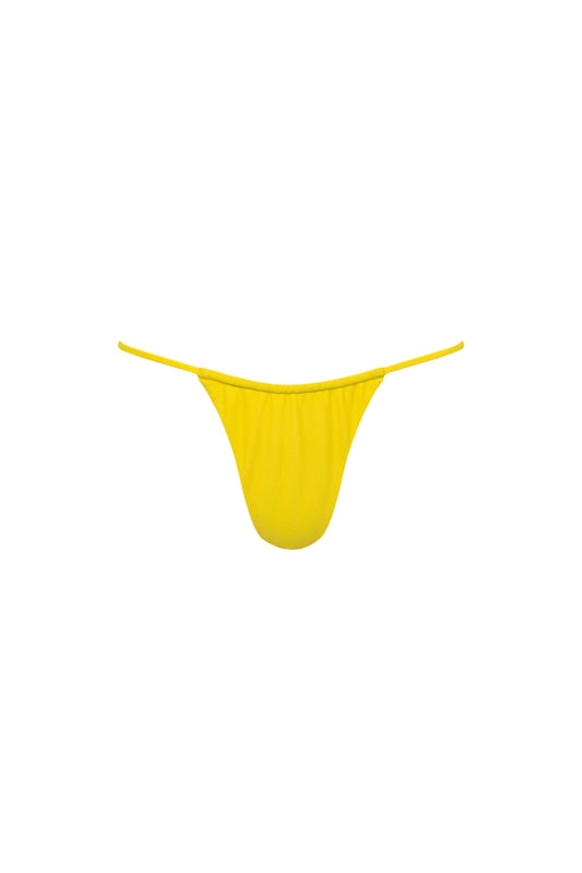 Capri Ruched String Bikini Bottom Yellow