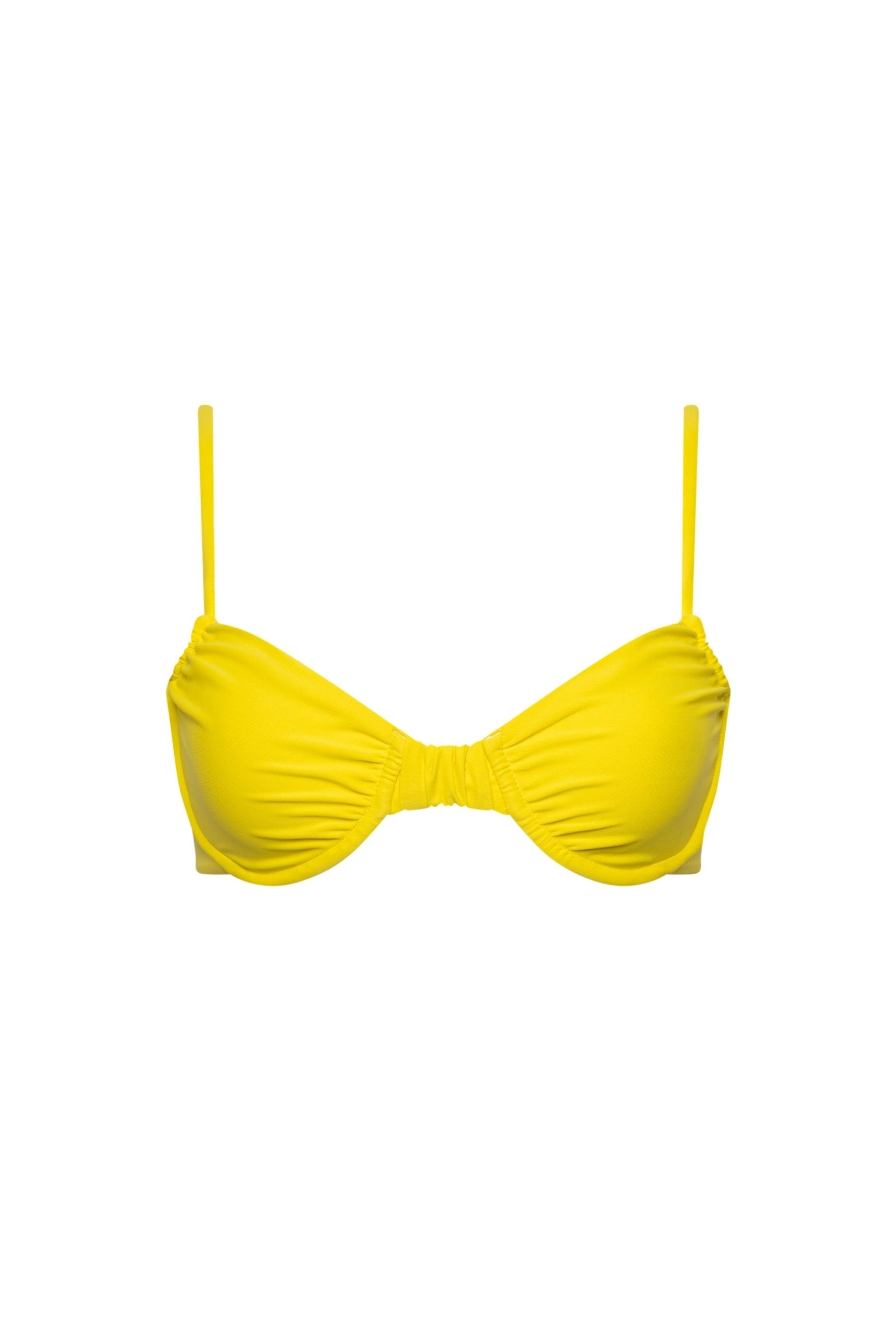 Capri Ruched Underwire Bikini Top Yellow