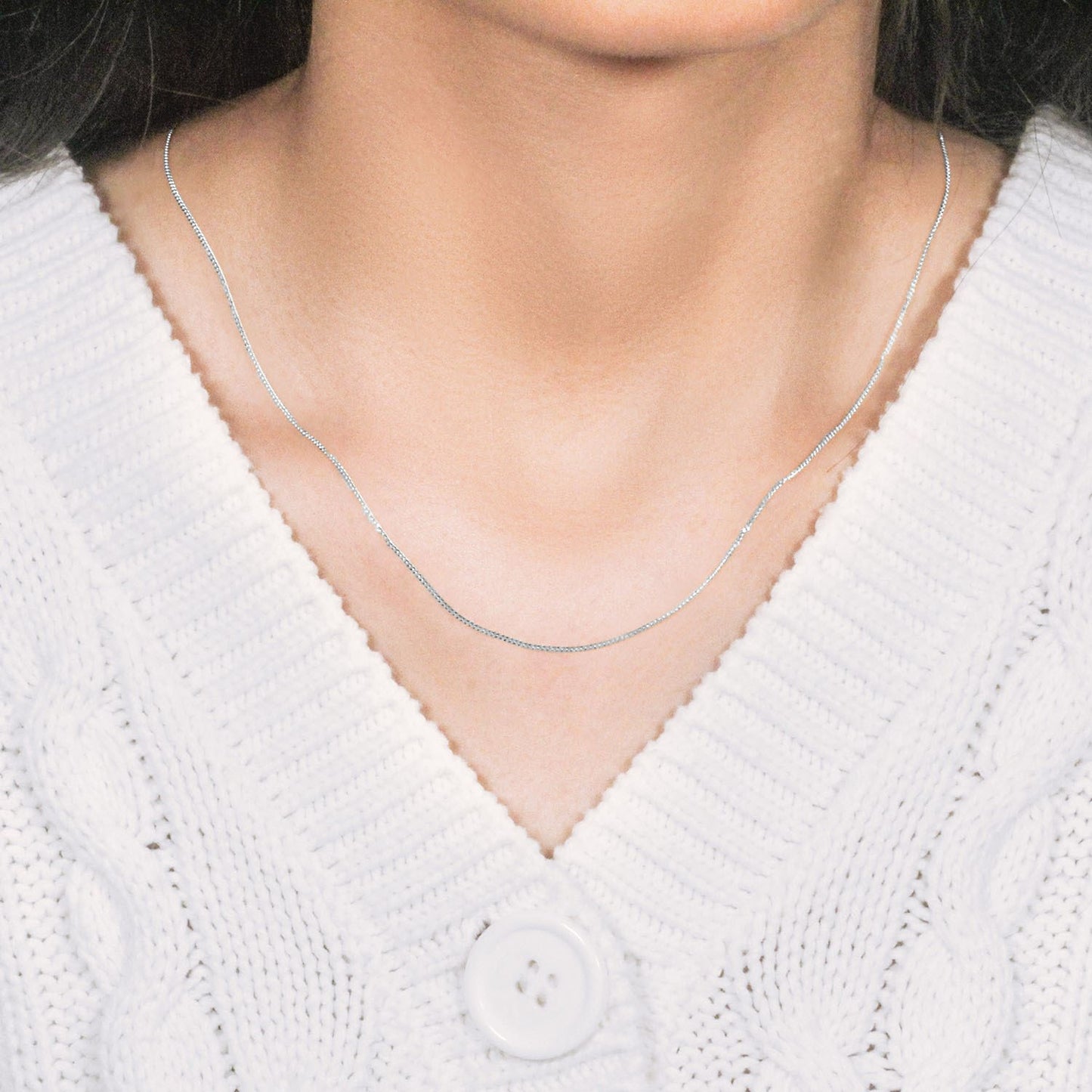 14k White Gold Gourmette Chain 1.0mm (1.00 mm)