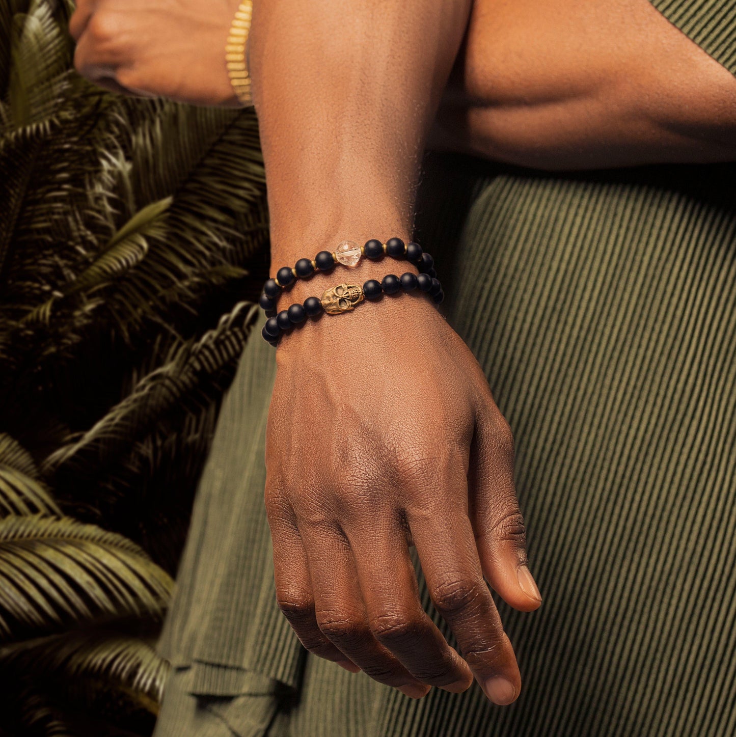 Celebrate Life - Matte Onyx Skull Charm Bracelet