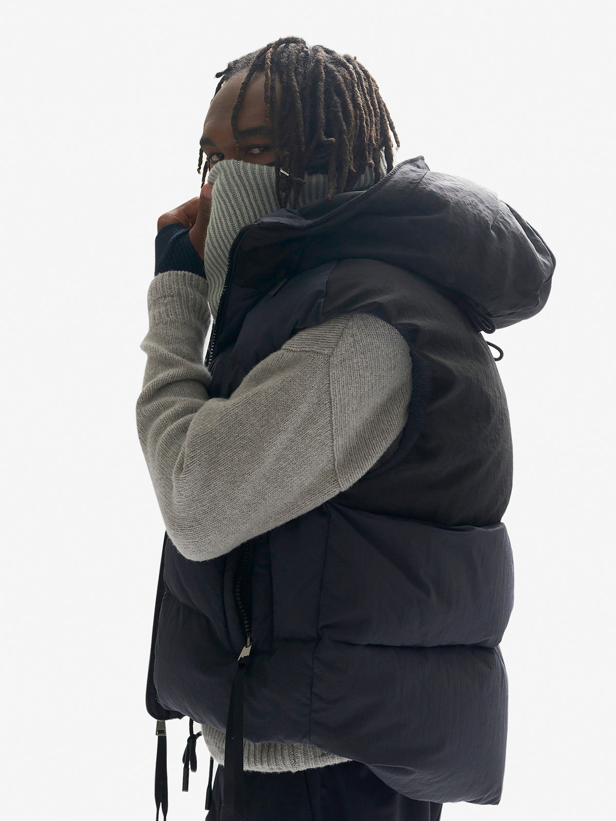 Hooded Down Vest - Navy