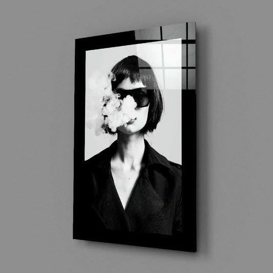 Smoke and Woman Glass Wall Art